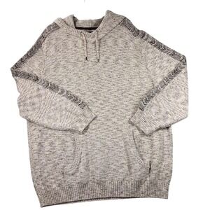 Commerce Sweater Mens 3XL Beige Hooded Geometric Knit Pullover Kangaroo Pocket